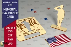 Memorial Day Pop Up Card. Laser Card Patriotic Appreciation Product Image 1