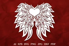 Memorial Heart with Angel Wings SVG, Angel Wings, Heart SVG Product Image 1