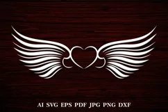 Memorial Heart with Angel Wings SVG, Angel Wings Tattoo SVG Product Image 1