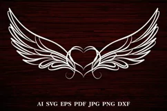 Memorial Angel Wings, Angel Wings Tattoo SVG, Memorial Heart Product Image 1