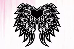 Memorial Heart with Angel Wings SVG, Angel Wings, Heart SVG Product Image 2
