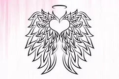 Memorial Angel Wings SVG, Heart with Angel Wings and Halo Product Image 2