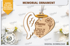 3D Memorial Ornament Laser Cut. Personalized Ornament SVG Product Image 1