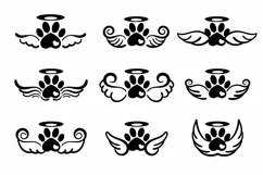 Pet Paws, Cat and Dog Memorial, Paw with Wings SVG Set Product Image 2
