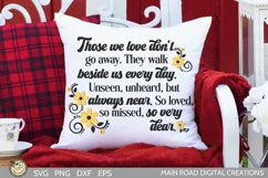 Loss of a loved one cut file being used on a white pillow