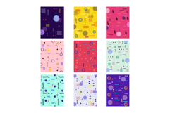 Memphis style geometric patterns creating abstract backgroun Product Image 1