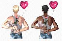 A guy with balloons in the shape of a heart.Rear view Product Image 2