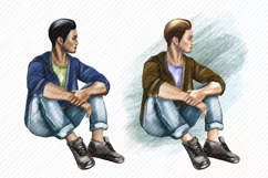 Men Clipart African American European Asian Men Guy Clipart Product Image 2