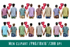 Couple of men in love with balloons in the shape of a heart Product Image 1
