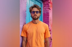 Orange T Shirt Logo Branding Mockup Product Image 1
