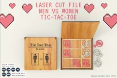 MEN vs WOMEN tic tac toe game, SVG, laser cut, Glowforge Product Image 1