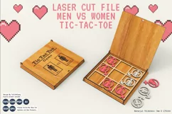 MEN vs WOMEN tic tac toe game, SVG, laser cut, Glowforge Product Image 2