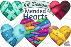 Mended Glitter Heart Clipart, Cartoon Patchwork Heart Png Product Image 1