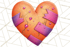 Mended Glitter Heart Clipart, Cartoon Patchwork Heart Png Product Image 3