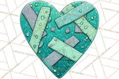 Mended Glitter Heart Clipart, Cartoon Patchwork Heart Png Product Image 4