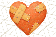 Mended Glitter Heart Clipart, Cartoon Patchwork Heart Png Product Image 2