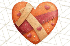 Mended Glitter Heart Clipart, Cartoon Patchwork Heart Png Product Image 4