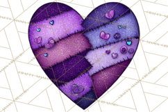 Mended Glitter Heart Clipart, Cartoon Patchwork Heart Png Product Image 2