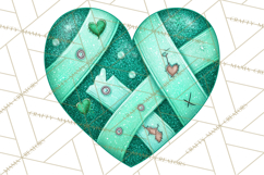 Mended Glitter Heart Clipart, Cartoon Patchwork Heart Png Product Image 3