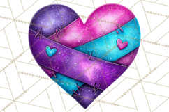 Mended Glitter Heart Clipart, Cartoon Patchwork Heart Png Product Image 3