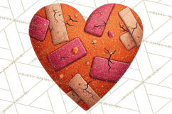Mended Glitter Heart Clipart, Cartoon Patchwork Heart Png Product Image 5