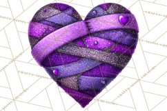 Mended Glitter Heart Clipart, Cartoon Patchwork Heart Png Product Image 2