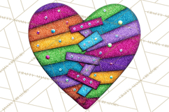 Mended Glitter Heart Clipart, Cartoon Patchwork Heart Png Product Image 3