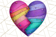 Mended Glitter Heart Clipart, Cartoon Patchwork Heart Png Product Image 4