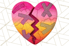Mended Glitter Heart Clipart, Cartoon Patchwork Heart Png Product Image 5