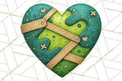 Mended Glitter Heart Clipart, Cartoon Patchwork Heart Png Product Image 2