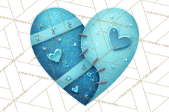 Mended Glitter Heart Clipart, Cartoon Patchwork Heart Png Product Image 5