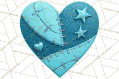 Mended Glitter Heart Clipart, Cartoon Patchwork Heart Png Product Image 2