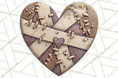Mended Glitter Heart Clipart, Cartoon Patchwork Heart Png Product Image 3