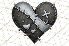 Mended Glitter Heart Clipart, Cartoon Patchwork Heart Png Product Image 4