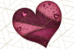 Mended Glitter Heart Clipart, Cartoon Patchwork Heart Png Product Image 3