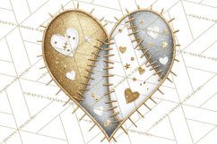 Mended Glitter Heart Clipart, Cartoon Patchwork Heart Png Product Image 5