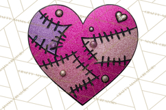 Mended Glitter Heart Clipart, Cartoon Patchwork Heart Png Product Image 3