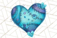 Mended Glitter Heart Clipart, Cartoon Patchwork Heart Png Product Image 4