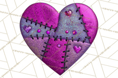 Mended Glitter Heart Clipart, Cartoon Patchwork Heart Png Product Image 2