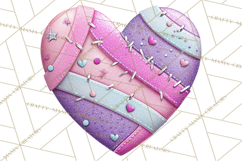 Mended Glitter Heart Clipart, Cartoon Patchwork Heart Png Product Image 3