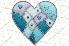 Mended Glitter Heart Clipart, Cartoon Patchwork Heart Png Product Image 5