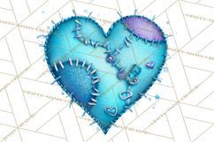 Mended Glitter Heart Clipart, Cartoon Patchwork Heart Png Product Image 3