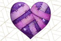 Mended Glitter Heart Clipart, Cartoon Patchwork Heart Png Product Image 2