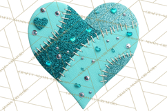Mended Glitter Heart Clipart, Cartoon Patchwork Heart Png Product Image 2