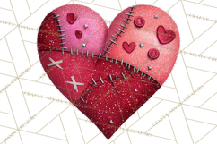 Mended Glitter Heart Clipart, Cartoon Patchwork Heart Png Product Image 4