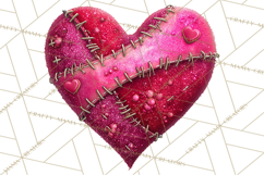 Mended Glitter Heart Clipart, Cartoon Patchwork Heart Png Product Image 5