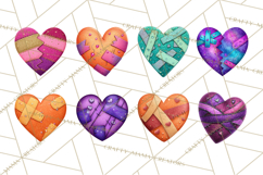 Mended Glitter Heart Clipart, Cartoon Patchwork Heart Png Product Image 6