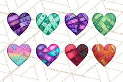 Mended Glitter Heart Clipart, Cartoon Patchwork Heart Png Product Image 2