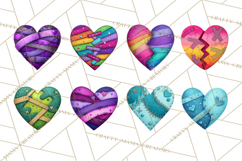 Mended Glitter Heart Clipart, Cartoon Patchwork Heart Png Product Image 9