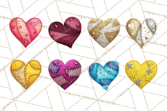Mended Glitter Heart Clipart, Cartoon Patchwork Heart Png Product Image 5